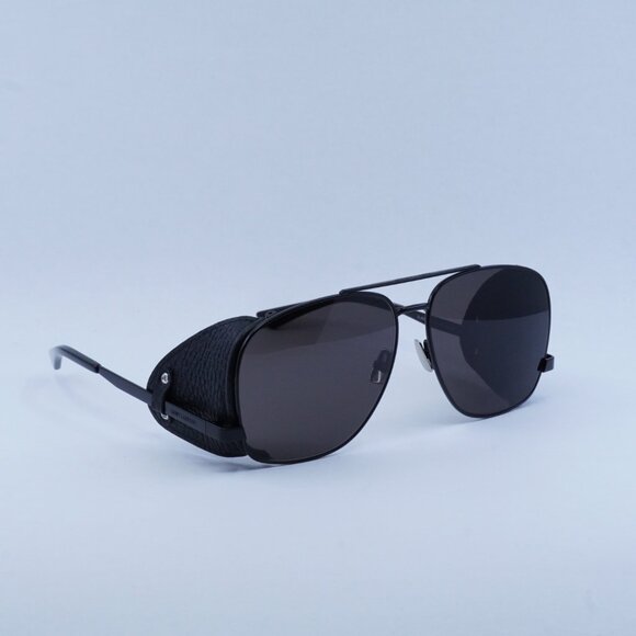 Saint Laurent SL 653 LEON LEATHER SPOILER 002 Sunglasses Black Aviator Frame